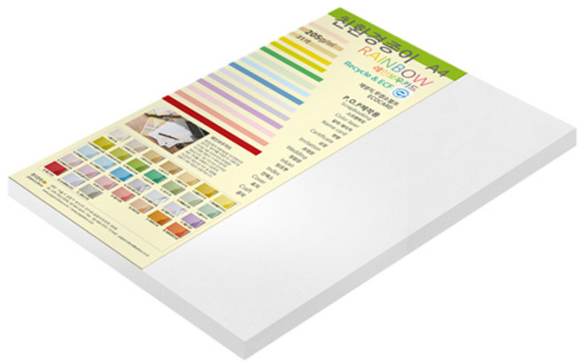 종이문화 레인보우카드 두꺼운 양면카드지 205g No 30 스노우화이트, A4, 25개