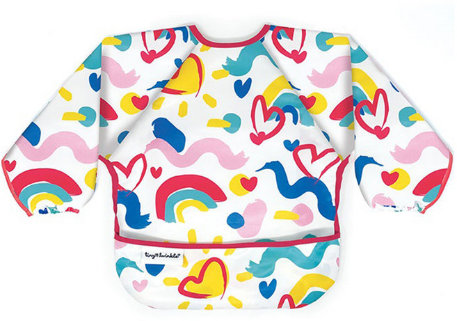 타이니트윙클 유아용 긴팔 방수 턱받이 S, 하트, 1개입, 1개