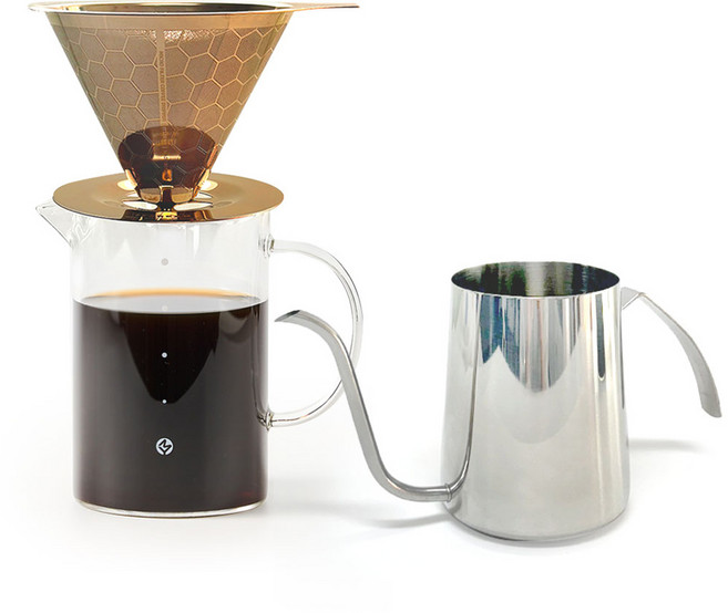 잇츠빈 핸드드립 풀세트, 로즈골드드리퍼 + 드립포트 + 커피서버, 600ml, 1세트