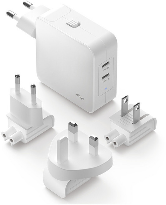 엘라고 PD PPS USB C타입 유니버셜 고속 충전 듀얼 어댑터 65W, 화이트, 1개