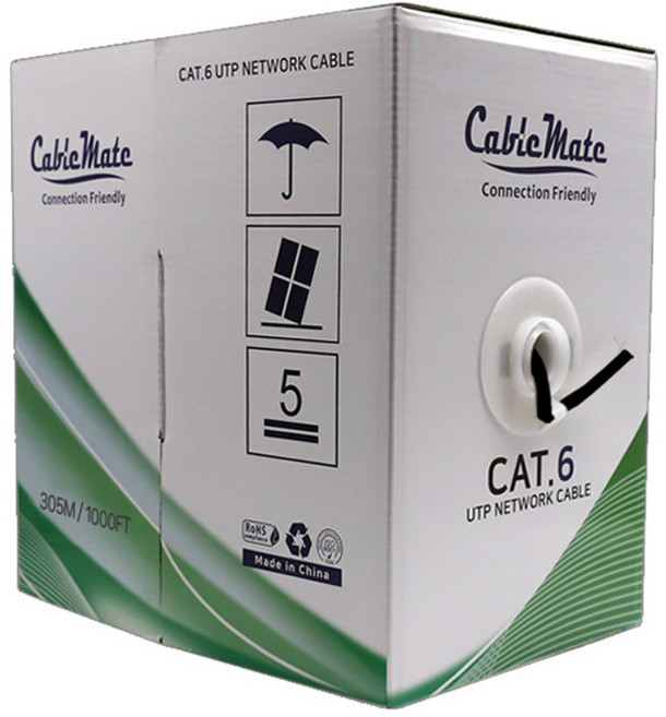 CableMate CAT.6 UTP Giga盒裝網路線 CM1183, 黑色, 305m, 1個