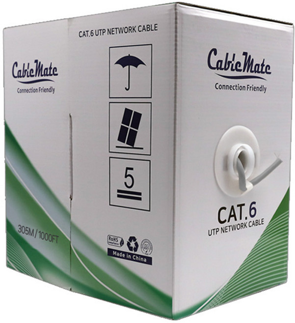 CableMate CAT.6 UTP Giga盒裝網路線 CM1181, 灰色, 305m, 1個