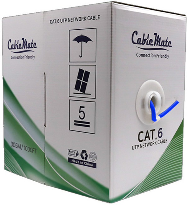 CableMate CAT.6 UTP Giga 自製盒裝網路線 CM1182, 藍色, 305m, 1個
