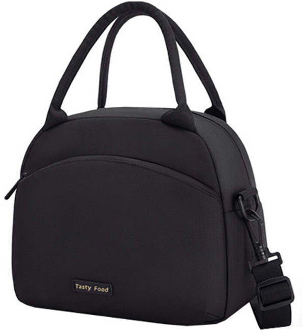 GUNU 캔버스 보온보냉 도시락 가방, 1개, 블랙