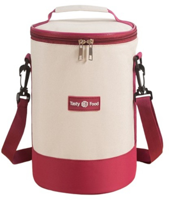 GUNU 원통형 멀티 크로스백 도시락 가방, 레드, 1개