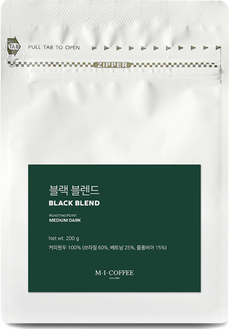 엠아이커피 블랙 블렌드 원두, 홀빈(분쇄안함), 200g, 1개