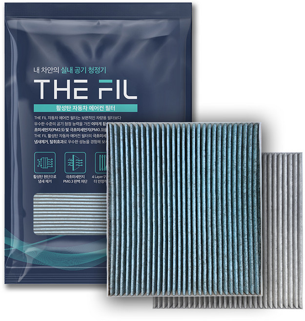더필 활성탄 PM0.3 초미세먼지 자동차 에어컨 필터, 2개, C109