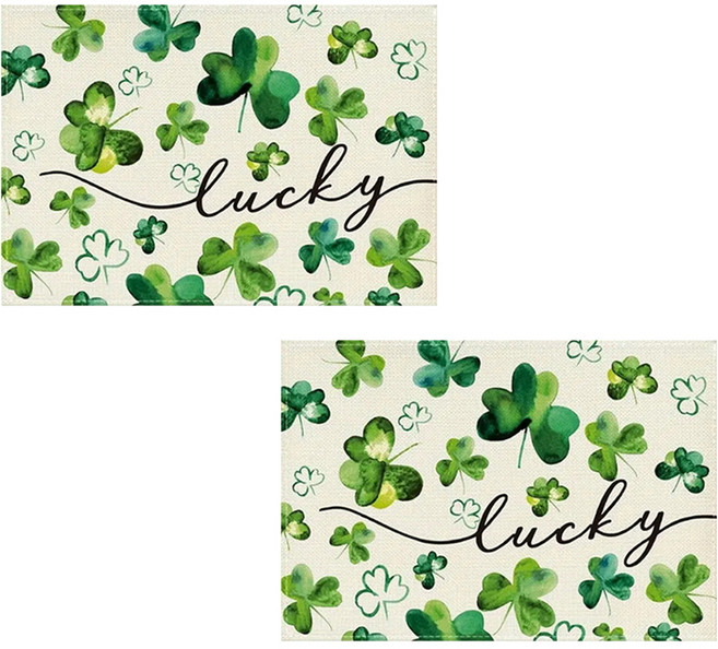 알로데 행운을 주는 네잎클로버 테이블 매트, 12 수채클로버, 2개, 30 x 45 cm