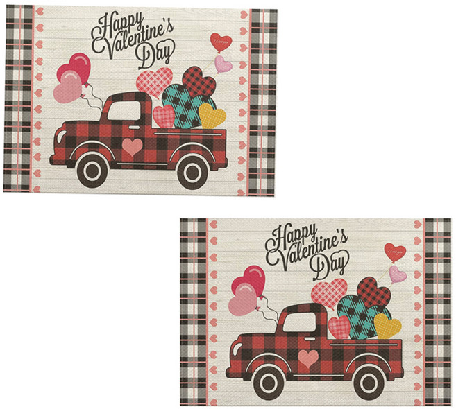 알로데 발렌타이데이 테이블 매트, 24 하트트럭, 2개, 30 x 45 cm