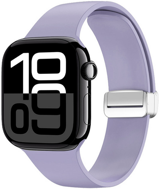 SimplyRoar 智慧手錶相容 D型扣磁吸矽膠錶帶 42(第1~3代) / 44 / 45 / 46 / 49mm, 薰衣草紫
