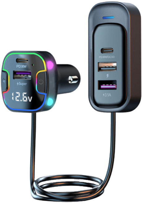 오토크루 차량용 5포트 파워맥스 멀티 시거잭 초고속 충전기 120W, 블랙, AC-DT60