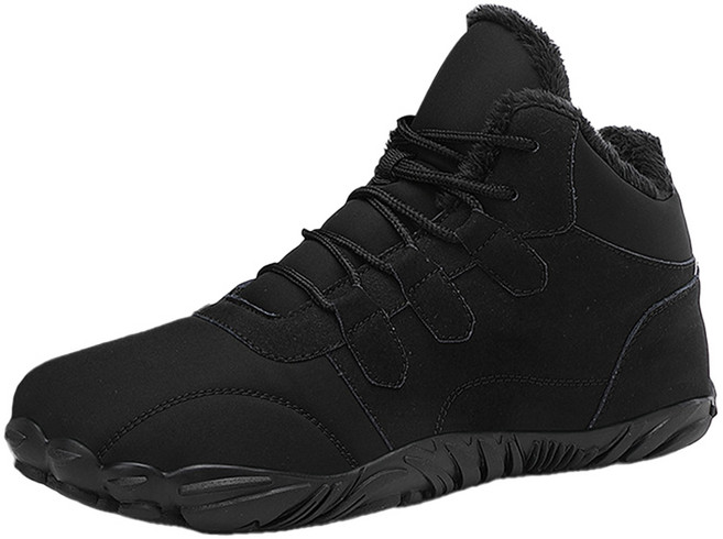 摩托車騎士休閒防水刷毛雪靴, 黑色