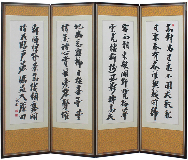 색동다리 4폭 제사용 병풍 + 커버 세트 01 추사 묵화, 1세트