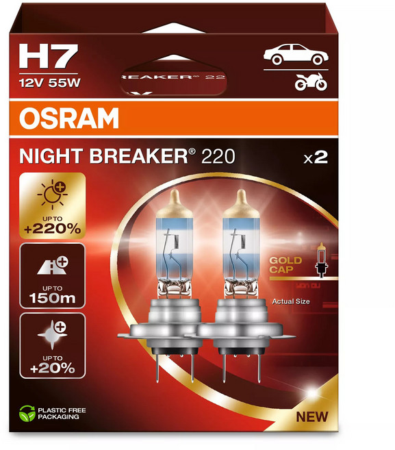 오스람 나이트브레이커 NB220 2개입, 1개, H7