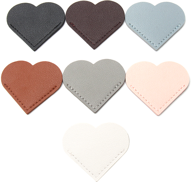 코히모 모서리 하트가죽 북마크 책갈피 7종 세트 4W323, 1세트, 블랙, 브라운, 블루, 핑크, 그레이, 카멜, 화이트