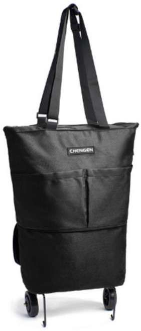 오코로 바퀴달린 토트백 장바구니 고급형, 블랙, 1개