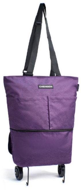 오코로 바퀴달린 토트백 장바구니 고급형, 퍼플, 1개