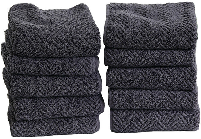 가쯔 프리미엄 고중량 호텔 수건 200g 40수 코마사, 다크그레이, 10개