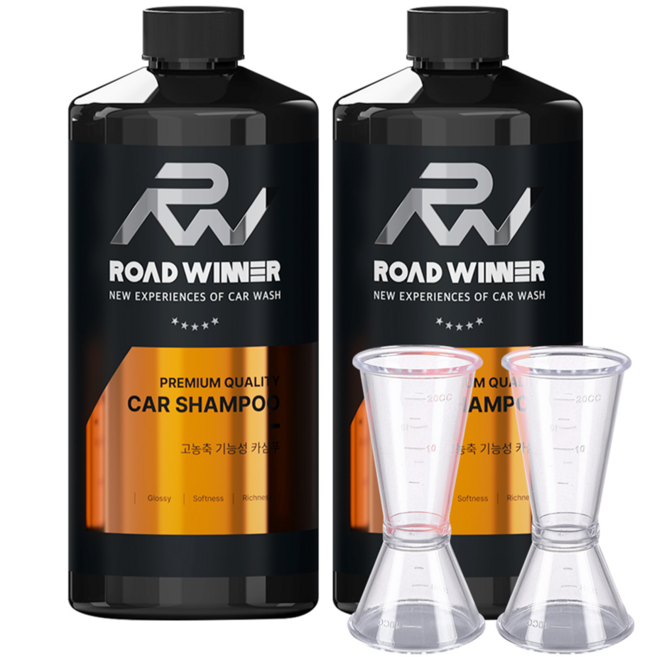 로드위너 대용량 고농축 카샴푸 1000ml 2p + 계량컵 2p 세트, 1L, 2개