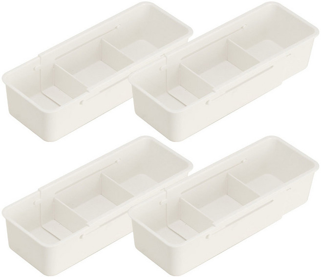 메오 홈 키친 칸막이형 길이조절 가능 서랍속 수납 정리함 슬림형, 화이트, 4개