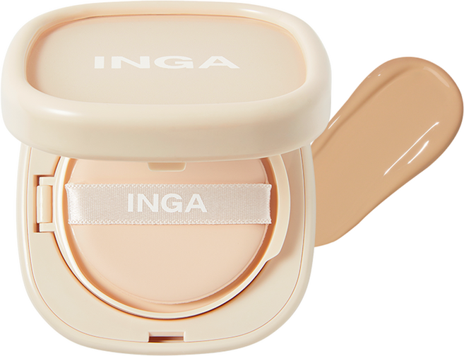 INGA Cosmetics 水光日常氣墊粉餅 9g, 23N中間米色, 1個