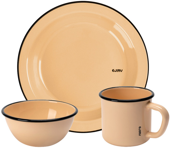 에지리 레모 플레이트 세트 E, 1세트, 머그컵 + 시리얼볼 + 플레이트, 탄베이지