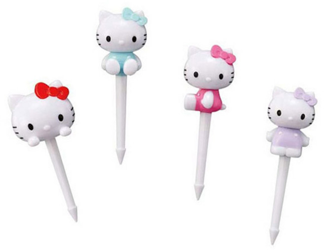 스케이터 산리오 헬로키티 소풍 도시락 데코픽 4종 세트, 4개, 1세트