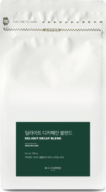 엠아이커피 딜라이트 디카페인 블렌드 원두, 500g, 1개, 홀빈(분쇄안함)