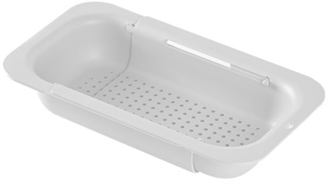 히키스 슬라이드 확장 물빠짐 싱크선반 거치대, 화이트, 1개