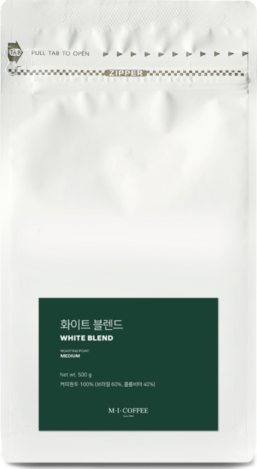 엠아이커피 화이트 블렌드 원두, 홀빈(분쇄안함), 500g, 1개