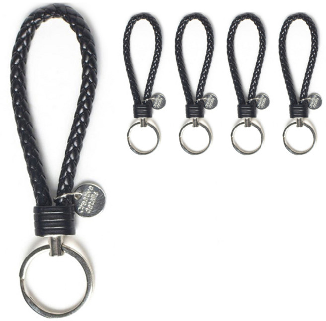 코히모 키링 pu가죽 열쇠고리 4W331, 5개, 블랙