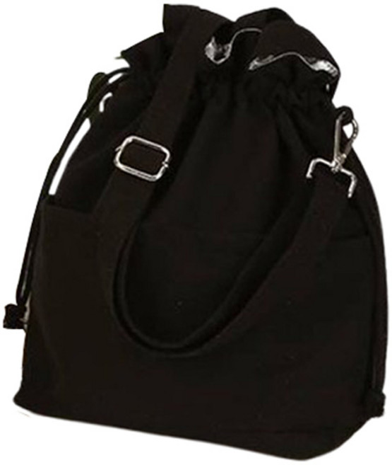 온다온 도시락가방 보온 보냉백 캔버스백, 블랙, 1개