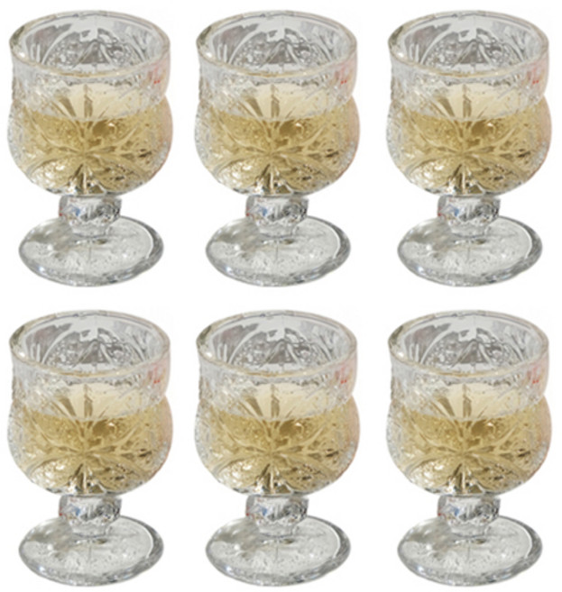 엔틱 미니 고블렛 소주잔, 클리어, 6개