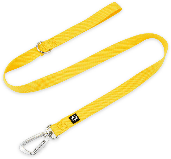 멍템 강아지 카라비너 리드줄, 비비드옐로, 1개
