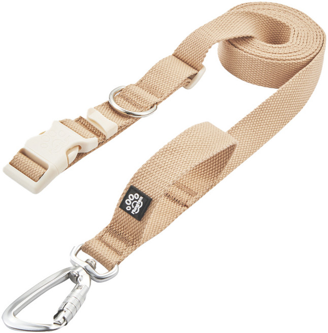 멍템 강아지 카라비너 핸즈프리 리드줄, 파스텔베이지, 1개
