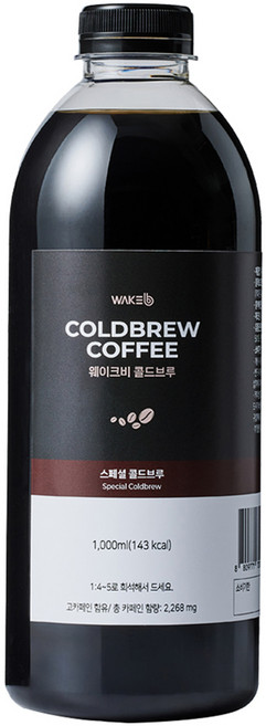 웨이크비 스페셜 콜드브루 원액 액상 더치 커피, 1개, 1개입, 1L