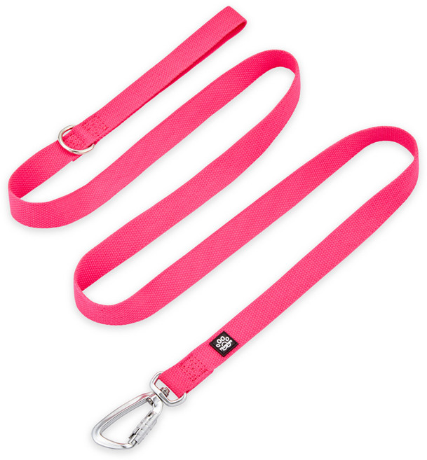 멍템 강아지 카라비너 리드줄, 네온핑크, 1개