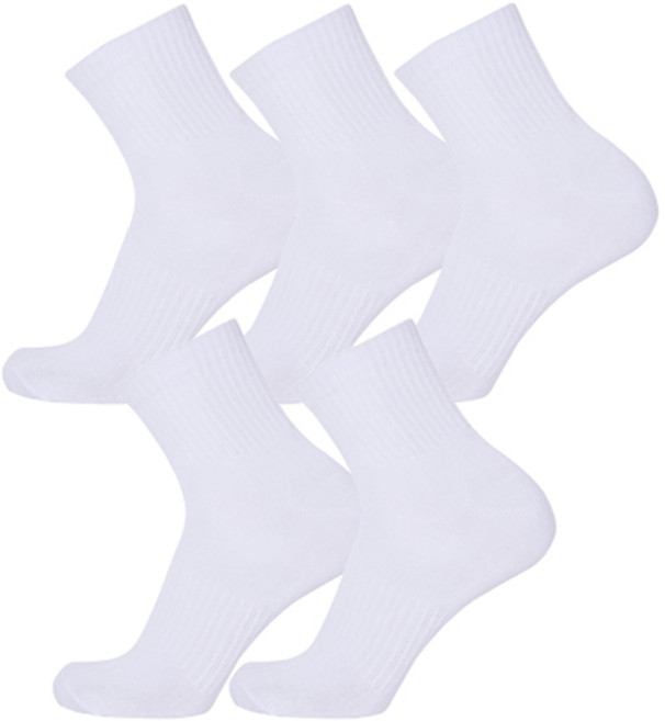 르까프 남성용 단목 양말 5켤레 세트 LE4A167, 화이트(LE4A167WHS), 1세트