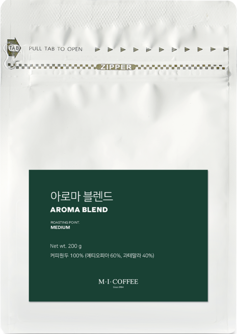엠아이커피 아로마 블렌드 커피원두, 홀빈(분쇄안함), 200g, 1개
