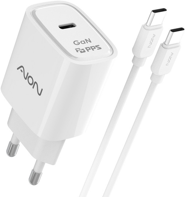 아이온플래닛 C타입 초고속 충전기 25W PPS PD3.0 Gan + 케이블 세트, 1세트, 화이트