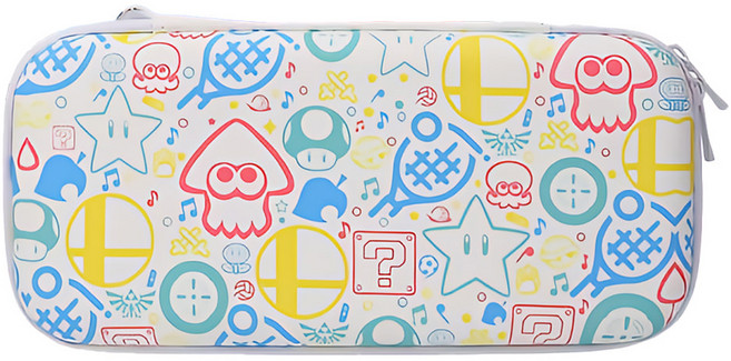 호후 닌텐도 스위치 디자인 슬림 하드 파우치, 스플 화이트, 1개