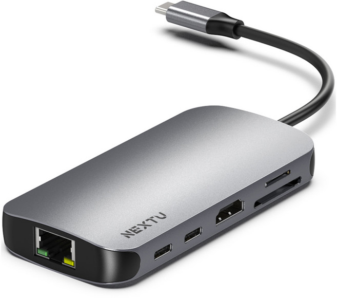 넥스트유 도크존 10 in 1 USB C타입 멀티허브 2297TCH-8K, 1개, 혼합색상