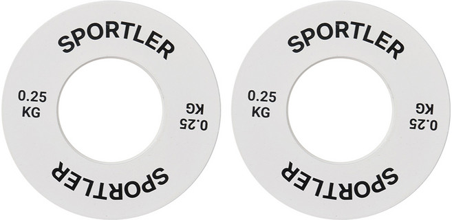 sportler 高級輕量槓片, 白色, 2個, 0.25kg