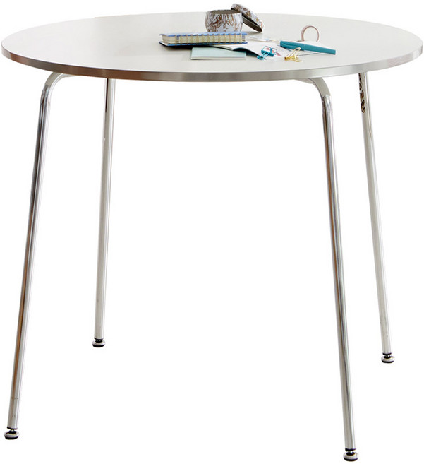 베스트리빙 크롬 원형 테이블, 화이트, 3인용