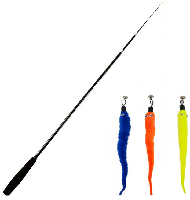 마아 고양이 낚싯대 1.8m + 스네이크 3종 세트, 블랙 + 랜덤 발송, 1세트