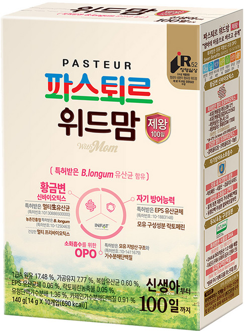 파스퇴르 유아용 위드맘 제왕 100일 스틱분유 140g, 10개입, 1개