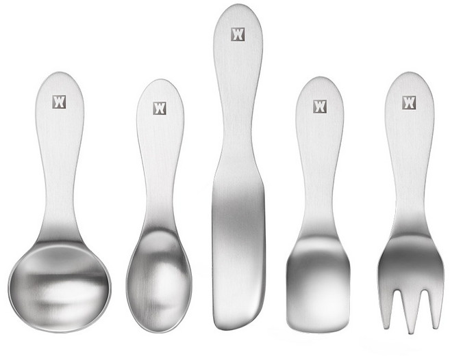 바겐슈타이거 스텐304 디저트 커트러리 5종 세트, 1세트, 써클스푼+오벌스푼+사각스푼+포크+나이프