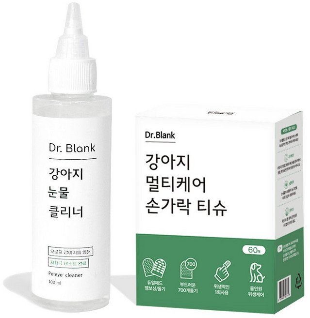 닥터블랭크 강아지 눈물 클리너 + 멀티케어 손가락 티슈 60p 세트, 1세트