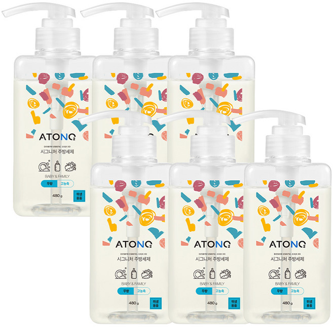 아토앤오투 시그니처 주방세제 무향, 480g, 6개