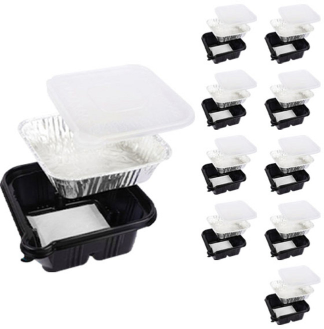 핫쿡볼 발열 도시락 알루미늄 용기 내통 10p + 외통 5p + 뚜껑 5p + 발열제 10p, 135g, 1세트